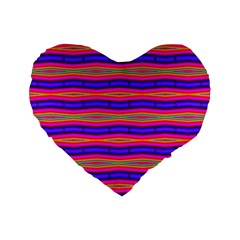 Bright Pink Purple Lines Stripes Standard 16  Premium Flano Heart Shape Cushions