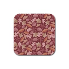 Marsala Leaves Pattern Rubber Square Coaster (4 Pack)  by sifis