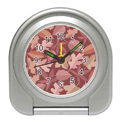 Marsala Leaves Pattern Travel Alarm Clocks by sifis