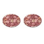 Marsala Leaves Pattern Cufflinks (Oval) Front(Pair)