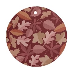 Marsala Leaves Pattern Round Ornament (two Sides)  by sifis