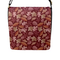 Marsala Leaves Pattern Flap Messenger Bag (l)  by sifis