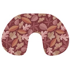 Marsala Leaves Pattern Travel Neck Pillows by sifis