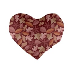 Marsala Leaves Pattern Standard 16  Premium Flano Heart Shape Cushions by sifis