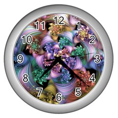 Bright Taffy Spiral Wall Clocks (silver)  by WolfepawFractals