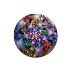 Bright Taffy Spiral Rubber Coaster (round)  by WolfepawFractals