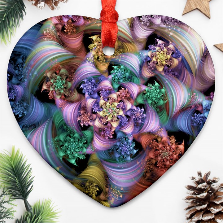 Bright Taffy Spiral Heart Ornament (2 Sides)