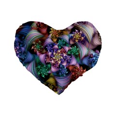 Bright Taffy Spiral Standard 16  Premium Flano Heart Shape Cushions by WolfepawFractals