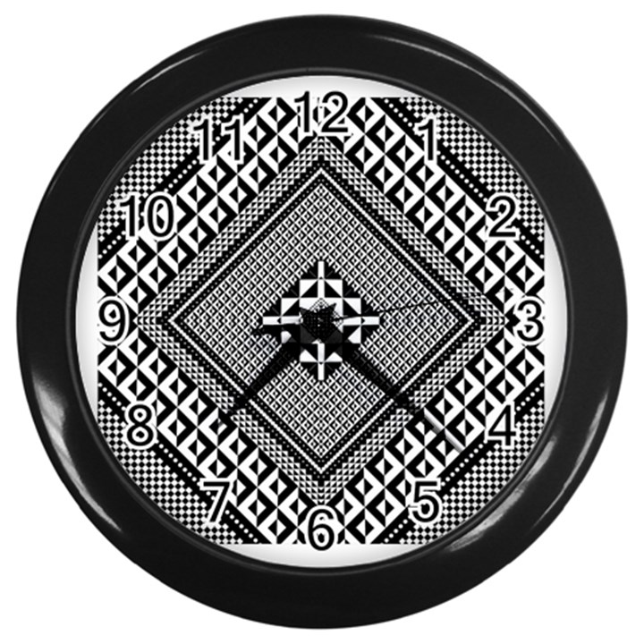 Geometric Pattern Vector Illustration Myxk9m   Wall Clocks (Black)