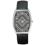 Geometric Pattern Vector Illustration Myxk9m   Barrel Style Metal Watch Front