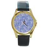 Modern Abstract Geometric Round Gold Metal Watch Front