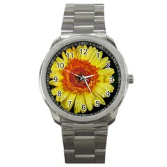 Yellow Flower Close Up Sport Metal Watch by MichaelMoriartyPhotography