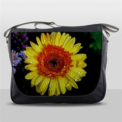 Yellow Flower Close Up Messenger Bags by MichaelMoriartyPhotography