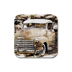 Vintage Chevrolet Pick Up Truck Rubber Square Coaster (4 Pack)  by MichaelMoriartyPhotography