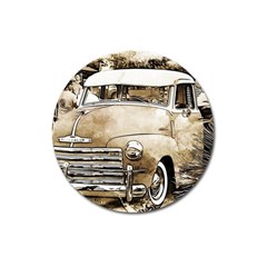 Vintage Chevrolet Pick Up Truck Magnet 3  (round) by MichaelMoriartyPhotography