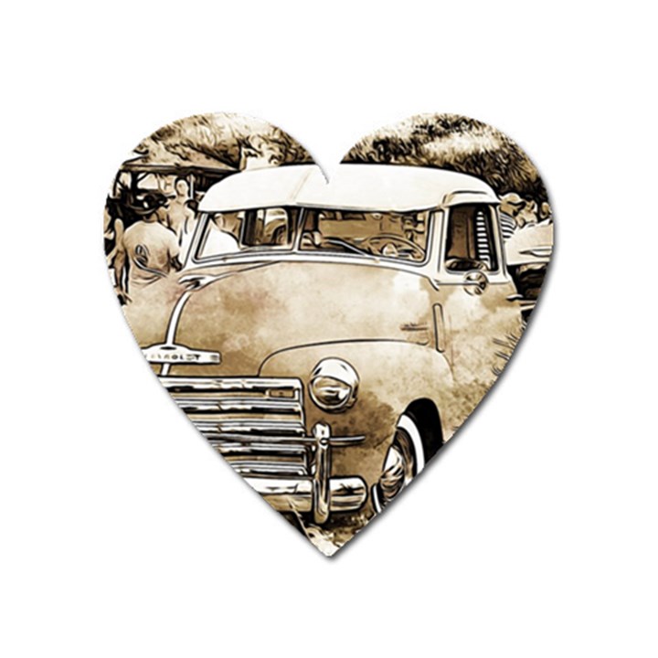 Vintage Chevrolet Pick up Truck Heart Magnet