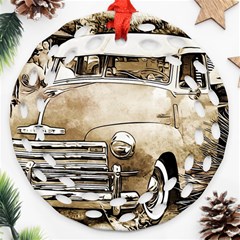 Vintage Chevrolet Pick Up Truck Ornament (round Filigree)  by MichaelMoriartyPhotography