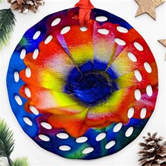 Tie Dye Flower Ornament (round Filigree) 