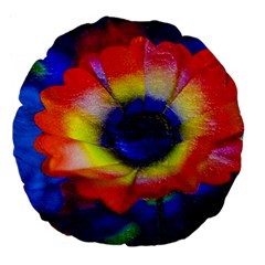 Tie Dye Flower Large 18  Premium Flano Round Cushions by MichaelMoriartyPhotography