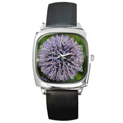 Globe Mallow Flower Square Metal Watch