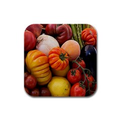 Heirloom Tomatoes Rubber Square Coaster (4 Pack)  by MichaelMoriartyPhotography