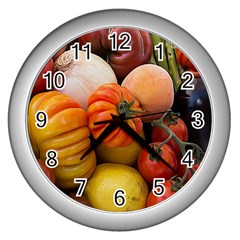 Heirloom Tomatoes Wall Clocks (silver)  by MichaelMoriartyPhotography