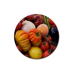 Heirloom Tomatoes Rubber Round Coaster (4 Pack) 