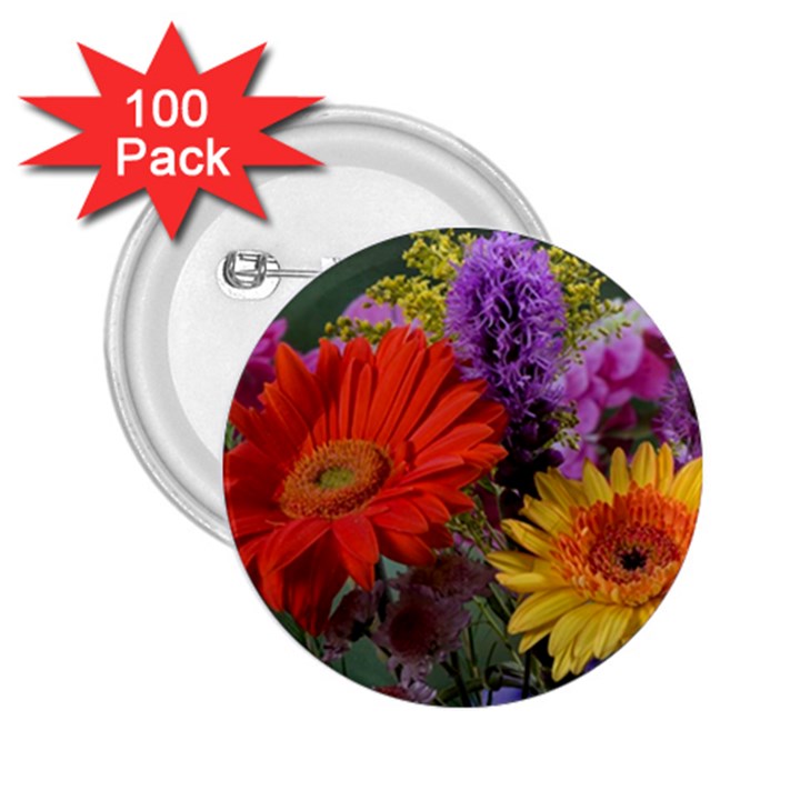 Colorful Flowers 2.25  Buttons (100 pack) 