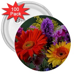 Colorful Flowers 3  Buttons (100 Pack) 