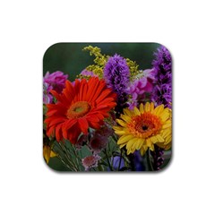 Colorful Flowers Rubber Coaster (square)  by MichaelMoriartyPhotography