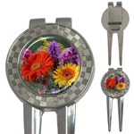 Colorful Flowers 3-in-1 Golf Divots Front