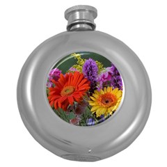 Colorful Flowers Round Hip Flask (5 Oz) by MichaelMoriartyPhotography