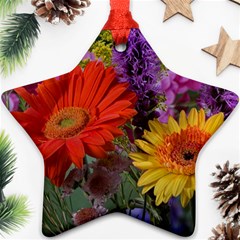 Colorful Flowers Star Ornament (two Sides)  by MichaelMoriartyPhotography