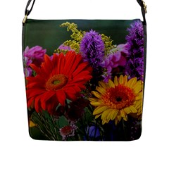 Colorful Flowers Flap Messenger Bag (l) 