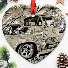 Old Ford Pick Up Truck  Ornament (heart)  by MichaelMoriartyPhotography