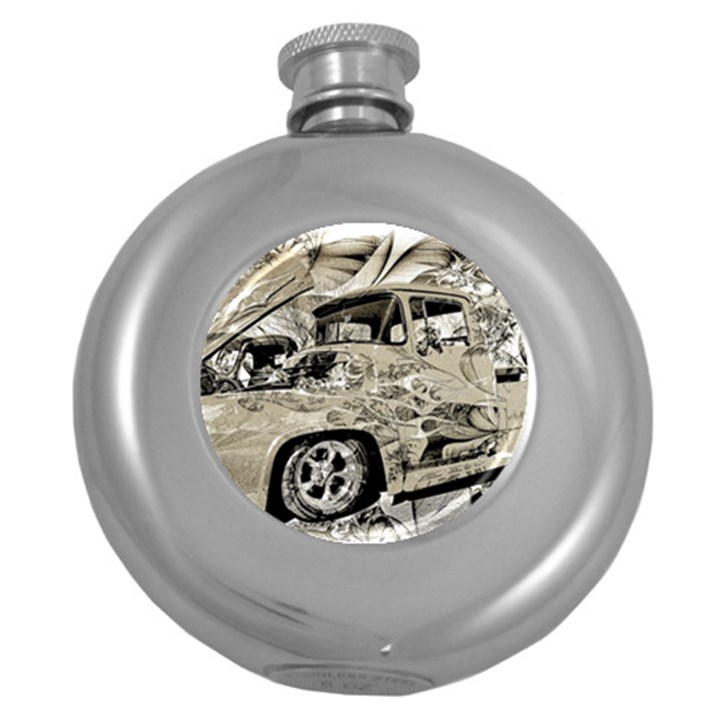 Old Ford Pick Up Truck  Round Hip Flask (5 oz)