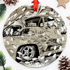 Old Ford Pick Up Truck  Round Filigree Ornament (2side) by MichaelMoriartyPhotography