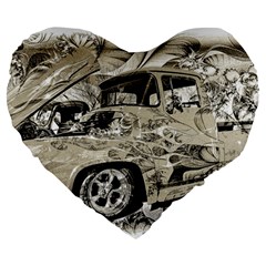 Old Ford Pick Up Truck  Large 19  Premium Flano Heart Shape Cushions by MichaelMoriartyPhotography