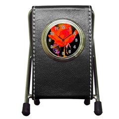 Red Beauty Pen Holder Desk Clocks