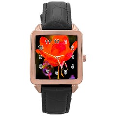 Red Beauty Rose Gold Leather Watch 