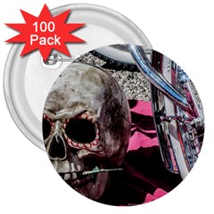 Skull And Bike 3  Buttons (100 Pack) 