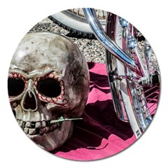 Skull And Bike Magnet 5  (round) by MichaelMoriartyPhotography