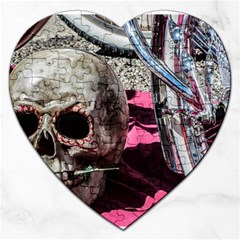 Skull And Bike Jigsaw Puzzle (heart) by MichaelMoriartyPhotography