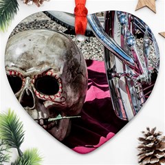 Skull And Bike Heart Ornament (2 Sides)