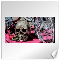 Skull And Bike Canvas 16  X 16   by MichaelMoriartyPhotography