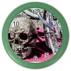 Skull And Bike Color Wall Clocks