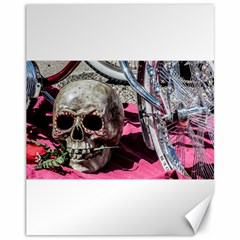 Skull And Bike Canvas 11  X 14   by MichaelMoriartyPhotography