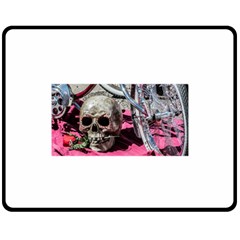 Skull And Bike Fleece Blanket (medium)  by MichaelMoriartyPhotography