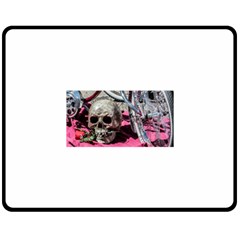 Skull And Bike Double Sided Fleece Blanket (medium)  by MichaelMoriartyPhotography