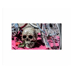 Skull And Bike Double Sided Flano Blanket (small)  by MichaelMoriartyPhotography